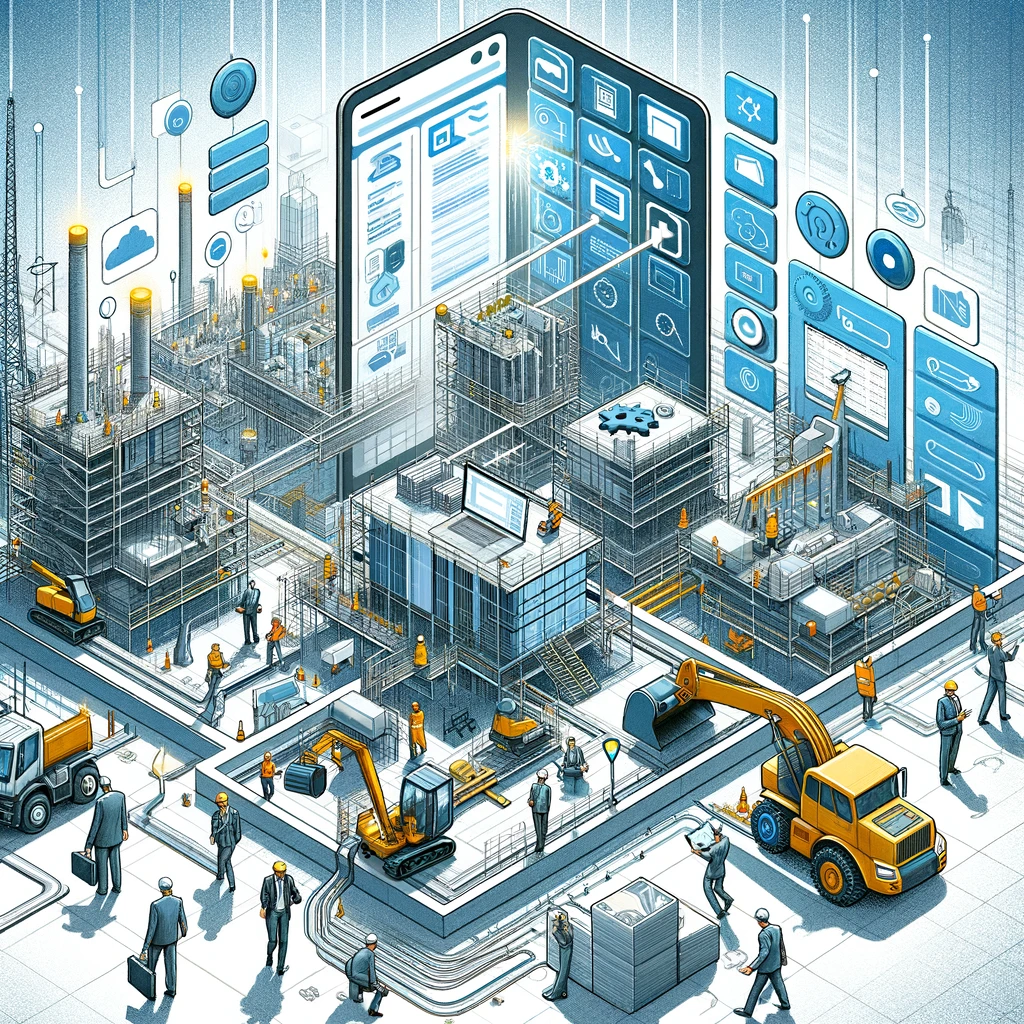 DALL·E 2024-01-25 16.50.37 - An illustration showcasing the importance of consolidating business operations into a single, unified platform, tailored for the construction manageme